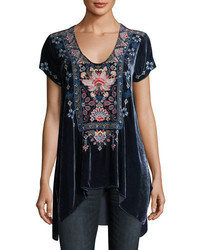 Johnny Was Nindi Embroidered Velvet Top Plus Size