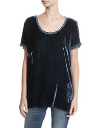 Johnny Was Dexter Velvet Embroidered Georgette Tee Plus Size