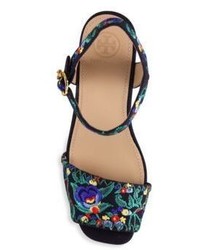 Tory Burch Sonoma Embroidered Wedge Platform Sandals