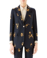 Gucci Camellia Fil Coupe Cotton Wool Jacket