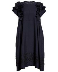 Comme des Garcons Tricot Floral Embroidered Wool Shift Dress