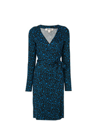 Navy Embroidered Wrap Dress