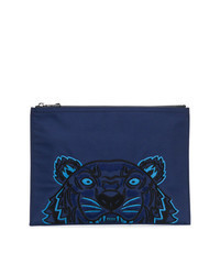 Navy Embroidered Zip Pouch