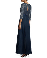 Kay Unger New York 34 Sleeve Sequined Combo Gown