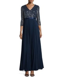 Kay Unger New York 34 Sleeve Sequined Combo Gown
