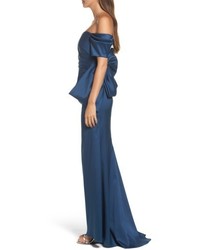Badgley Mischka Bow Back Off The Shoulder Gown