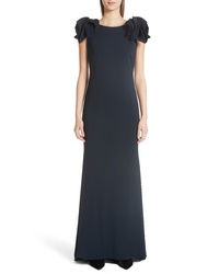 Badgley Mischka Collection Bow Cap Sleeve Gown