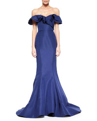 Christian Siriano Layered Ruffle Off The Shoulder Gown