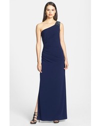 Laundry by Shelli Segal Embellished One Shoulder Jersey Gown