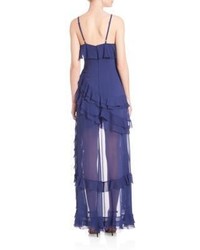 Alice + Olivia Laverne Asymmetrical Ruffle Gown