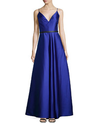 Monique Lhuillier Ml Sleeveless Belted Mikado Ball Gown