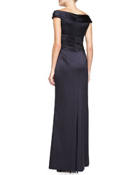 Kay Unger New York Off The Shoulder Ruched Column Gown