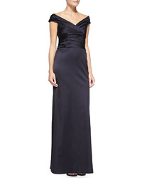 Kay Unger New York Off The Shoulder Ruched Column Gown