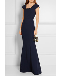 Roland Mouret Sitobion Paneled Stretch Crepe Gown Midnight Blue