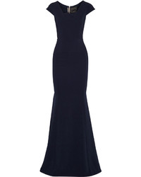 Roland Mouret Sitobion Paneled Stretch Crepe Gown Midnight Blue