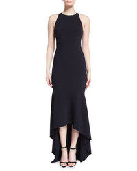 Theia Sleeveless Open Back High Low Gown Midnight