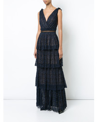 Self-Portrait Tiered V Neck Maxi Dress