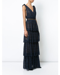 Self-Portrait Tiered V Neck Maxi Dress