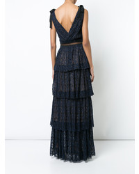 Self-Portrait Tiered V Neck Maxi Dress