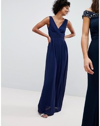 TFNC Wrap Front Maxi Bridesmaid Dress With Tie Back