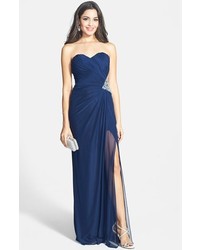 Xscape Evenings Xscape Side Cutout Embellished Strapless Gown