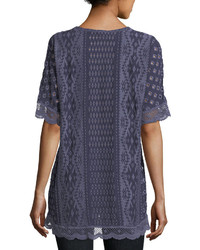 Johnny Was Tumi Lace Trim Embroidered Eyelet Top Plus Size