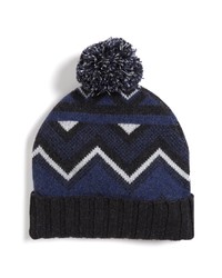 Nordstrom Fair Isle Wool Cashmere Pom Beanie In Grey Tornado Combo At