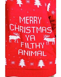 Boohoo Clara Slash Neck Merry Christmas Ya Filthy Animal Jumper