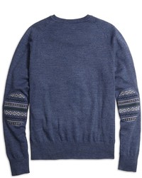 Brooks Brothers Fair Isle Stripe Crewneck Sweater