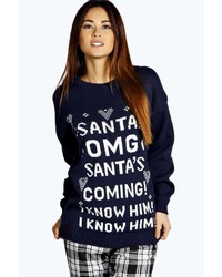 Boohoo Emmy Santas Coming Christmas Jumper