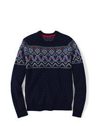 Classic Fair Isle Chest Lambswool Crewneck Sweater Jade Donegalxl