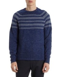 Save Khaki Fair Isle Knit Sweater Blue
