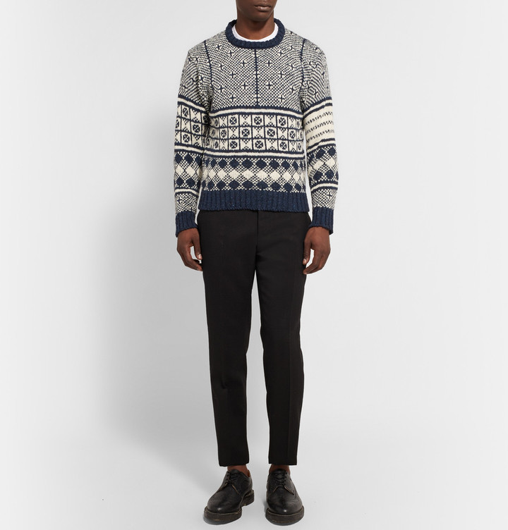 Ramblers Way Men's Jacquard Crew Neck Wool Sweater