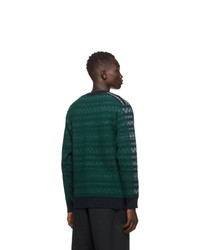 Comme des Garcons Homme Navy And Green Wool Jacquard Sweater