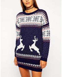 Asos Petite Holidays Sweater In Reindeer Fairisle