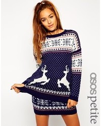 Asos Petite Holidays Sweater In Reindeer Fairisle