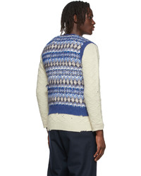 Maison Margiela Blue Jacquard Sweater Vest