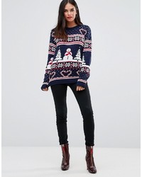 Club L Fairisle Scenic Snowman Holidays Sweater