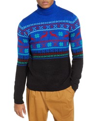 Topman Reindeer Fair Isle Turtleneck Sweater