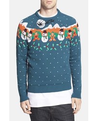 Bellfield Snowman Intarsia Knit Crewneck Sweater