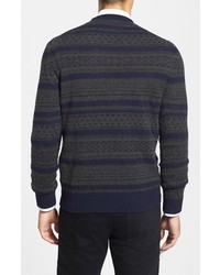 French Connection Fair Isle Slim Fit V Neck Wool Blend Sweater