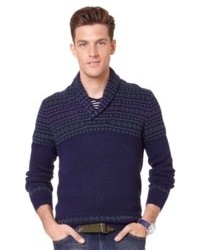 Nautica Big And Tall Sweater Shawl Collar Fair Isle Sweater