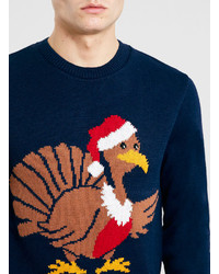 Topman Navy Turkey Xmas Sweater
