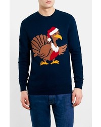 Topman Turkey Christmas Intarsia Knit Sweater