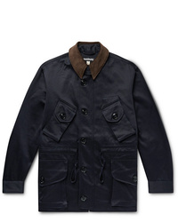 Monitaly Leather And Corduroy Trimmed Cotton Vancloth Cotton Sateen Field Jacket