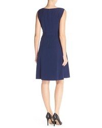 Ellen Tracy Belted Stretch Fit Flare Dress