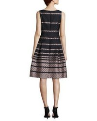 Carmen Marc Valvo Scalloped Fit And Flare Dress