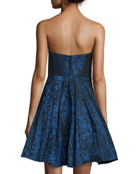 Theia Strapless Fit  Flare Dress Sapphire