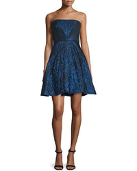 Theia Strapless Fit  Flare Dress Sapphire