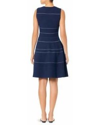 Carolina Herrera Stripe Knit Fit And Flare Dress
